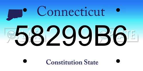 58299B6 Connecticut License Plate