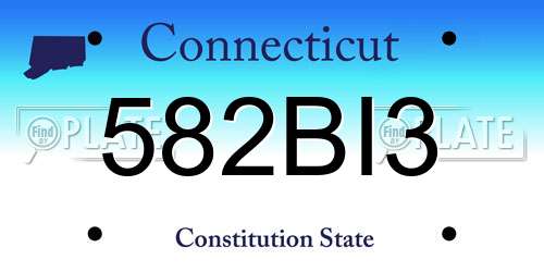 582BI3 Connecticut License Plate