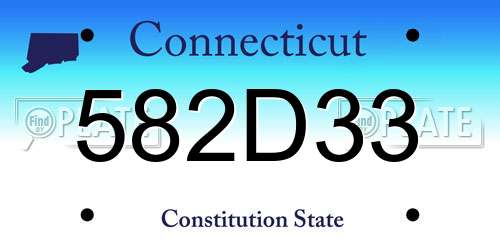 582D33 Connecticut License Plate