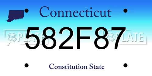 582F87 Connecticut License Plate