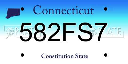 582FS7 Connecticut License Plate