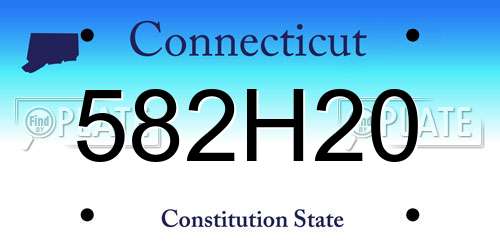 582H20 Connecticut License Plate
