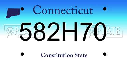 582H70 Connecticut License Plate