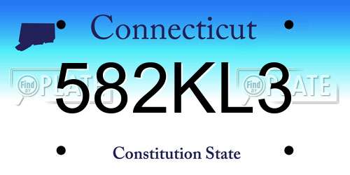 582KL3 Connecticut License Plate