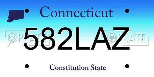 582LAZ Connecticut License Plate