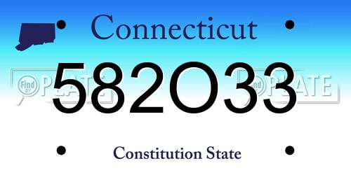 582O33 Connecticut License Plate
