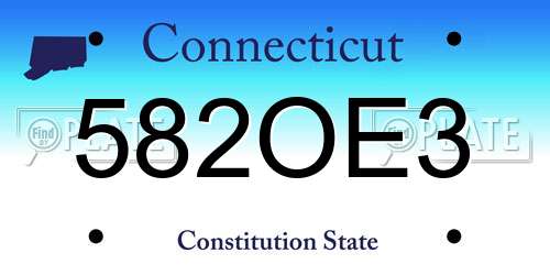 582OE3 Connecticut License Plate
