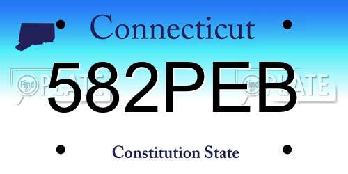582PEB Connecticut License Plate