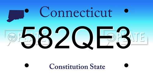 582QE3 Connecticut License Plate