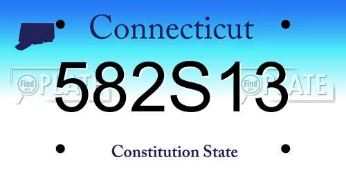 582S13 Connecticut License Plate