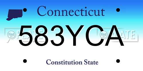 583YCA Connecticut License Plate