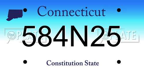 584N25 Connecticut License Plate