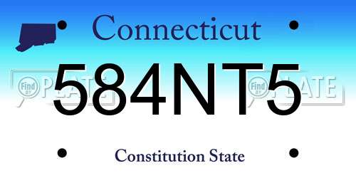 584NT5 Connecticut License Plate
