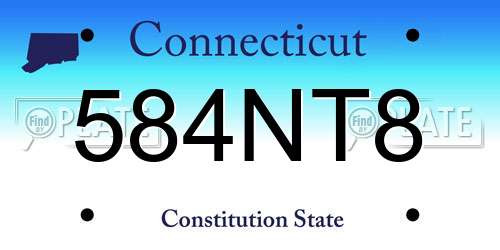 584NT8 Connecticut License Plate
