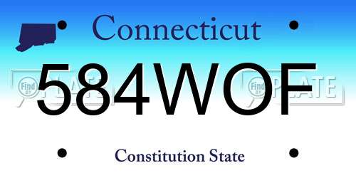584WOF Connecticut License Plate