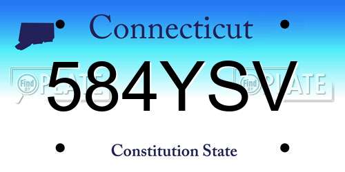 584YSV Connecticut License Plate
