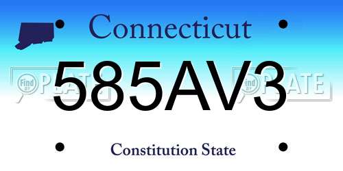 585AV3 Connecticut License Plate