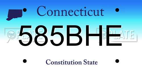 585BHE Connecticut License Plate