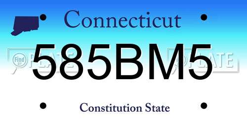 585BM5 Connecticut License Plate