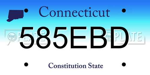 585EBD Connecticut License Plate