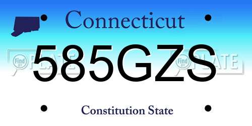 585GZS Connecticut License Plate
