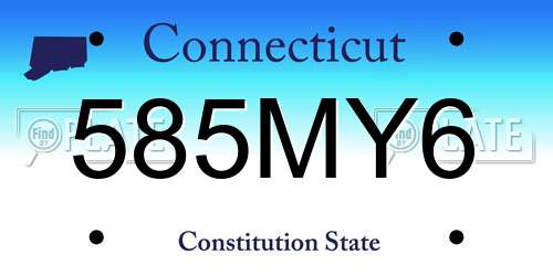 585MY6 Connecticut License Plate