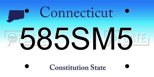 585SM5 Connecticut License Plate