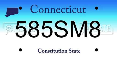 585SM8 Connecticut License Plate