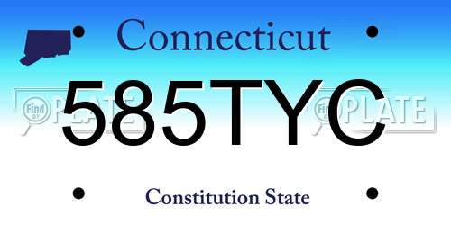 585TYC Connecticut License Plate