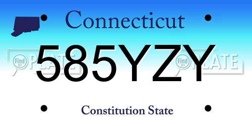 585YZY Connecticut License Plate