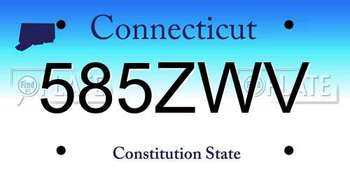 585ZWV Connecticut License Plate