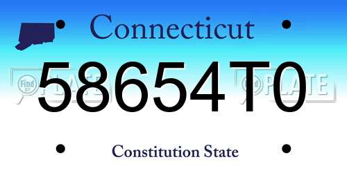 58654T0 Connecticut License Plate