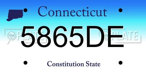 5865DE Connecticut License Plate