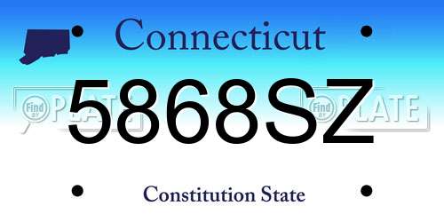 5868SZ Connecticut License Plate