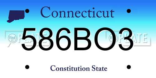 586BO3 Connecticut License Plate