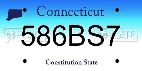 586BS7 Connecticut License Plate