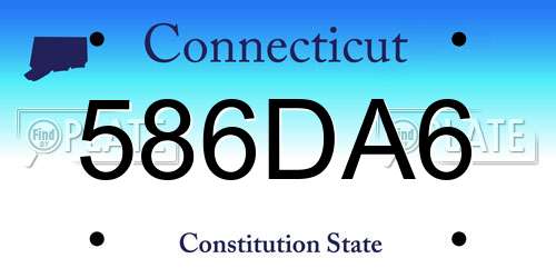 586DA6 Connecticut License Plate