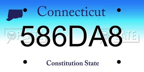 586DA8 Connecticut License Plate
