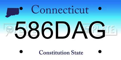 586DAG Connecticut License Plate