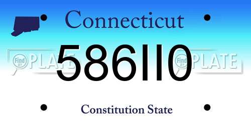 586II0 Connecticut License Plate