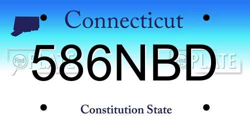 586NBD Connecticut License Plate