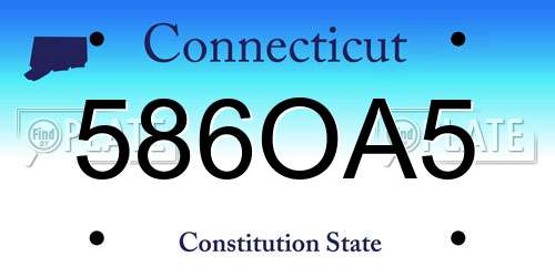 586OA5 Connecticut License Plate