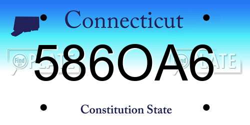 586OA6 Connecticut License Plate