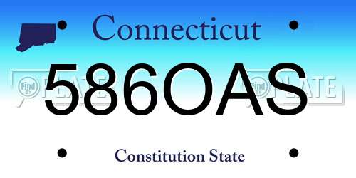 586OAS Connecticut License Plate