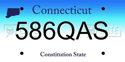 586QAS Connecticut License Plate