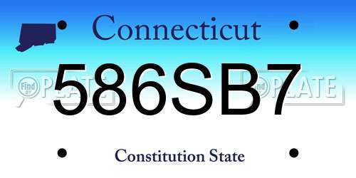 586SB7 Connecticut License Plate