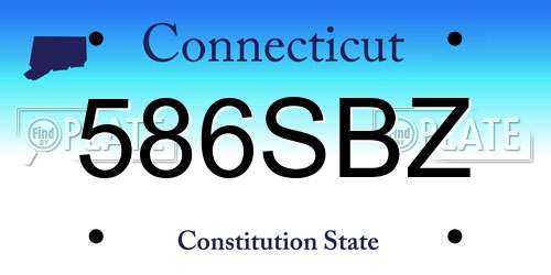 586SBZ Connecticut License Plate
