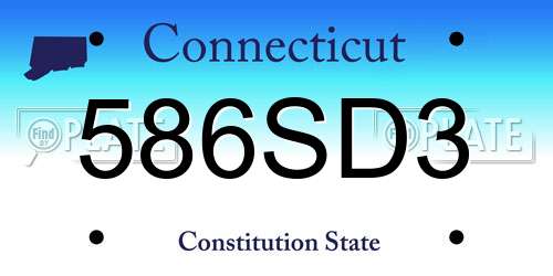 586SD3 Connecticut License Plate
