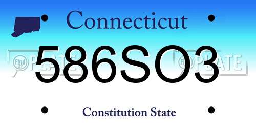 586SO3 Connecticut License Plate