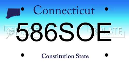 586SOE Connecticut License Plate